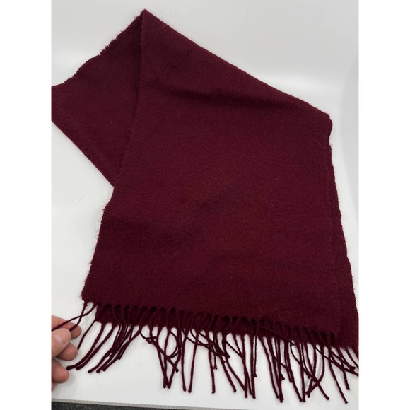 Cashmere & Lambswool Burgundy Scarf Made in Scotland Fringe Trim 52" long maroon - Picture 2 of 6